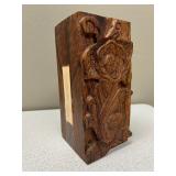 Carved Japanese Flower Wood Block (8x4x3)