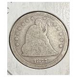 1877 CC Seated Liberty Quarter