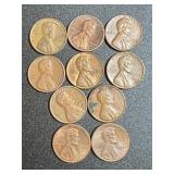 Lot (10) Varied Years Pennies