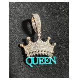 14K Diamond Queen Crown Pendant w/certification