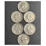 Lot (6) 1990s Washington Quarters