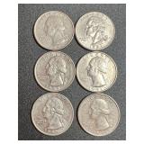 Lot (6) 1990s Washington Quarters