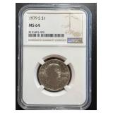 1979-S NGC MS 64 Susan B. Anthony Silver Dollar Co