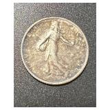 1918 RARE FRANCE 2 FRANC SILVER TONED COIN