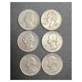 Lot (6) 1990s Washington Quarters