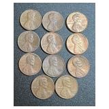 Lot (11) 1980s Pennies