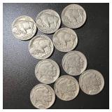 Lot (10) 1930s Buffalo Nickels