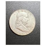 1963 D Benjamin Franklin 90% Silver Half Dollar 50