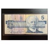1986 Canada $5 Dollar Bill Banknote