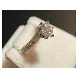 14K Diamond Round cut Ring w/Certificate (size 9)