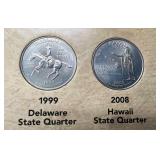 1999 & 2008 D-Mint State Quarter Set W/Certificate
