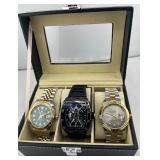 (3) HIGH END MENS WRIST WATCH COLLECTION WITH CASE