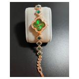 Green and Gold Clover Womens Luxury Quartz...