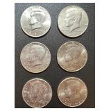 Lot, (6) Kennedy Half Dollars