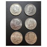 Lot, (6) Kennedy Half Dollars