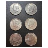 Lot, (6) Kennedy Half Dollars