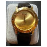 TIME 34mm Golden Dial Quartz Ladies Watch