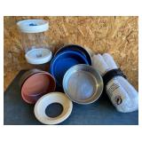 Lot of Pet Bowls and Containers