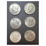 Lot, (6) Kennedy Half Dollars