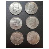 Lot, (6) Kennedy Half Dollars