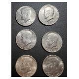 Lot, (6) Kennedy Half Dollars
