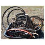 Lot of Bike Tires and Rims (Crate not included