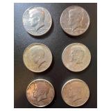 Lot, (6) Kennedy Half Dollars