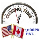 USA /CANADA - AUCTION CLOSING TIME (8/15 - 3:00PM