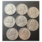 Lot (8) 1980s Jefferson Nickels