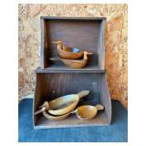 Lot, (5) Yugoslavia hand carved wooden ducks (one