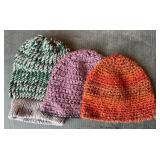Lot (3) Crochet Knitted Caps NEW