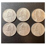 Lot (6) 1990s Jefferson Nickels