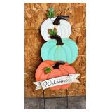 Tin Pumpkin Welcome Yard Sign 36in