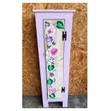 Tall Wooden Cabinet w/hand painted flowers (43x12x