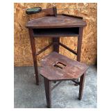 Antique Mission Wood Telephone Corner Table w/ Sto