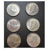 Lot, (6) Kennedy Half Dollars