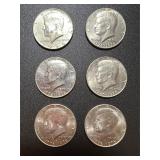 Lot, (6) Kennedy Half Dollars
