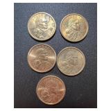 Lot, (5) 2000 Sacagawea Dollar Coins