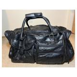 Vintage Large Black Leather Patchwork Duffle Bag