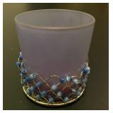 Lavender Colored Glass Votive w/decorative beads