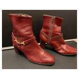 Vintage Etienne Aigner Red Leather Mid Calf Boots