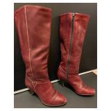 Vintage Etienne Aigner Red Leather Knee Length Zip