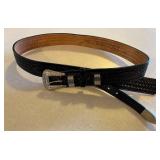 Top Grade Cowhide Men's Black Belt with Decorative