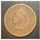 Rare 1889 Indian Head Cent AC Average Circ