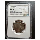1979 S Susan B Anthony Dollar Coin MS64 NGC