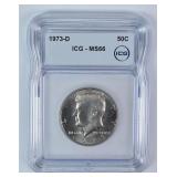 1973-D Kennedy Half Dollar MS66 ICG