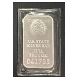 1 Troy OZ Silver bar US State Oregon