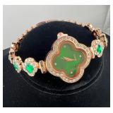 Luxury Women's Rhinestone Encrusted Clover Watch B