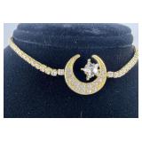 Cresent Moon Gold Toned Butterfly Drawstring Brac