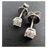 Pair of Diamond Stud Earrings w/certificate-Tested